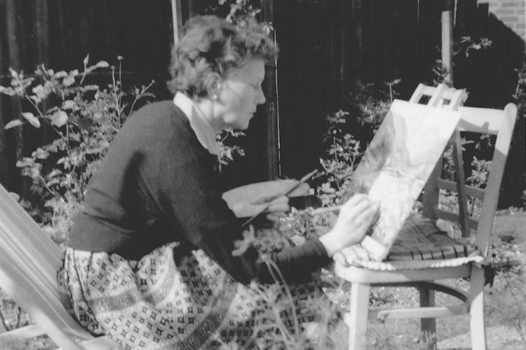 My grandmother painting in the garden ca. 1960