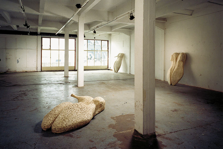 <I>Body parts I, II and III</I> 1995 plaster each sculpture approx 205 x 125 x 50 cm