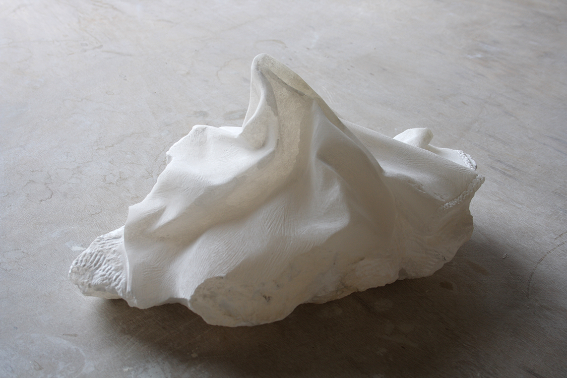 <I>Discarded handkerchief</I> 2009 alabaster 16 x 33 x 22 cm private collection