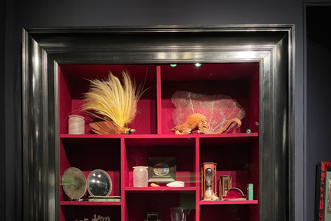 <I>Wunderkammer</I> 2023 view of the left cabinet