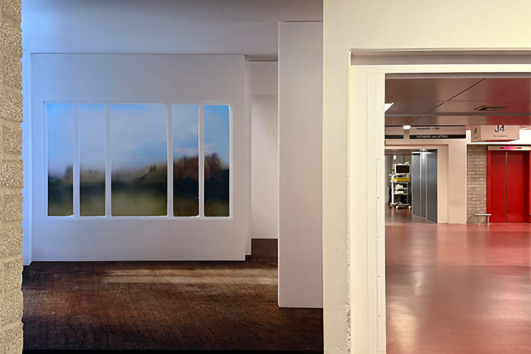 <I>Dageraad</I> 2026 digital print on screen 264 x 242 cm collection LUMC